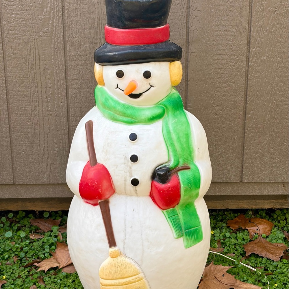 Vintage Blow Mold Snowman Tall 38”
